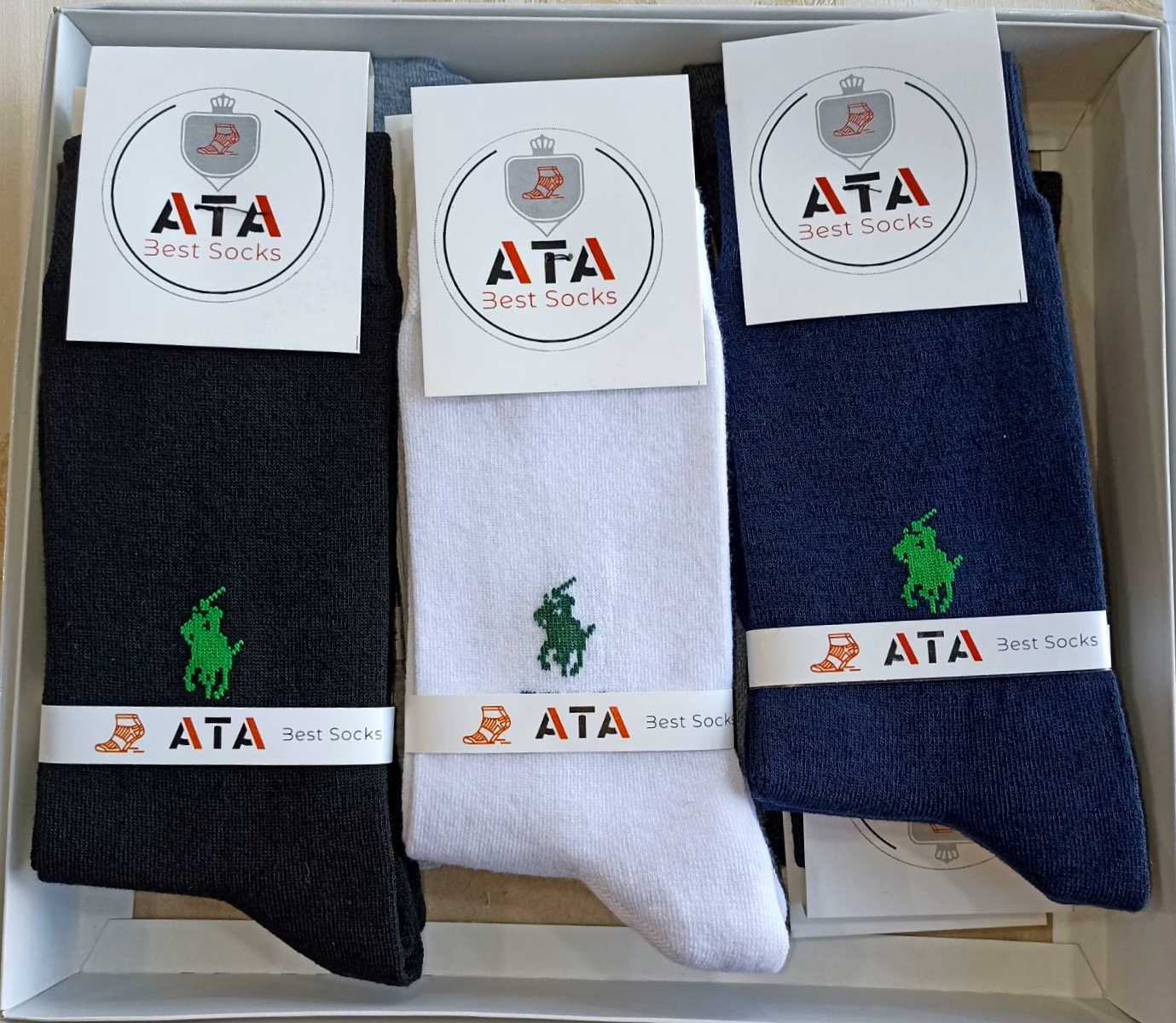 جوراب نخ پنبه polo برند ATA پک ۱۲تایی